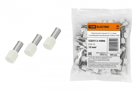 TDM ELECTRIC SQ0512-0006 Наконечник-гильза Е10-12 10мм2 с изолированным фланцем (100шт) TDM